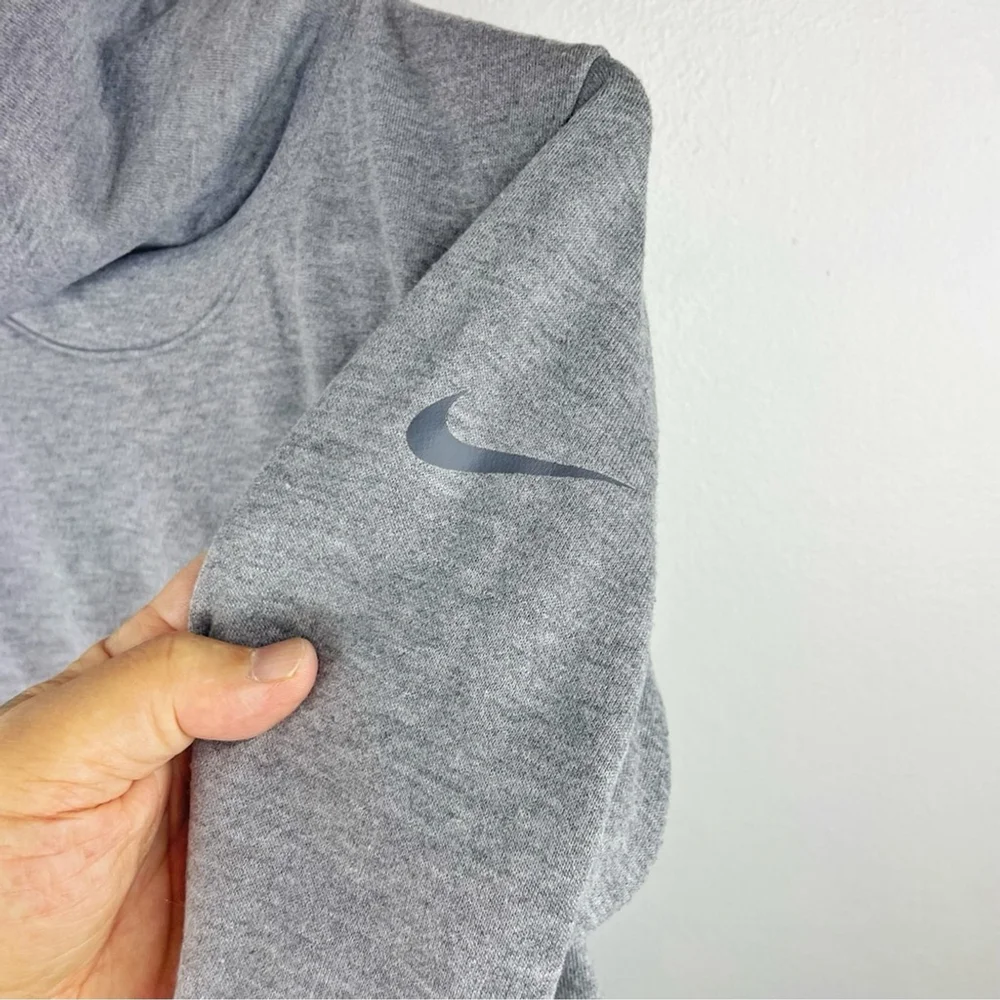 NIKE Women’s GREY Dri-FIT Cowl Neck Training Top NIKE Logo Band on Bottom Size S